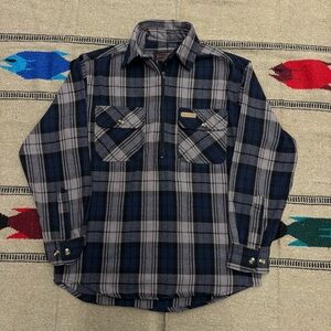 Vintage Hickory Shirt Plaid Zip Flannel